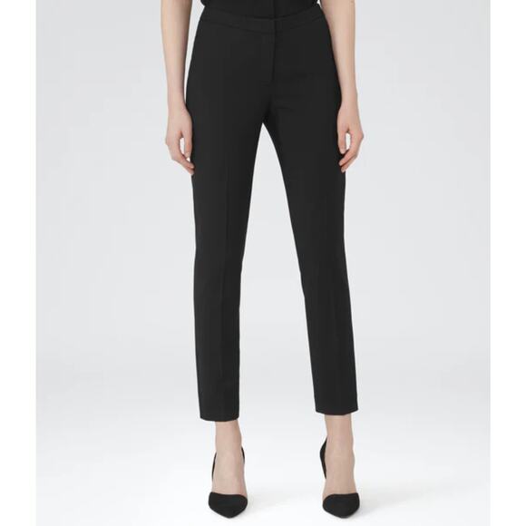 Reiss Pants - REISS Lee Trouser Pants Womens 4 Black Wool Mid Rise Tailored Slim Ankle Crop